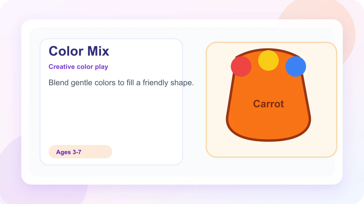 Color Mix and Match mini-game showing primary color blending