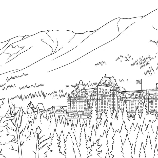 Sample colouring page of a place to visit