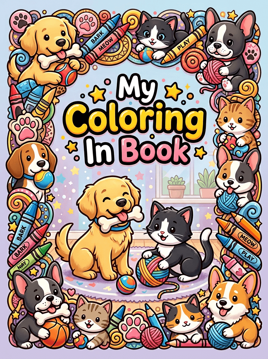 Pets colouring book cover